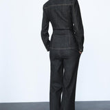 Zestaw Sascha Denim | Zestaw dla kobiet z dopasowanym topem i pasującymi spodniami