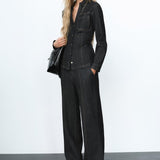 Zestaw Sascha Denim | Zestaw dla kobiet z dopasowanym topem i pasującymi spodniami