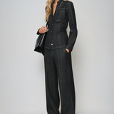 Zestaw Sascha Denim | Zestaw dla kobiet z dopasowanym topem i pasującymi spodniami