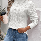 Agnieszka | Zimowy damski sweter z golfem o warkoczowym splocie