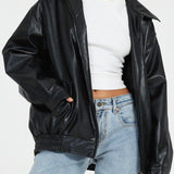 Sophia | Oversized kurtka skórzana z PU dla kobiet – Modny wygląd, wysokiej jakości skóra ekologiczna