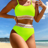 Elara | Bikini z wysokim stanem i wzorem chevron – elegancki 2-częściowy strój kąpielowy