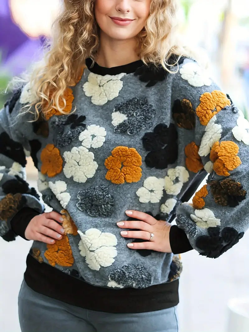 Christina™ Sweter Damski z Kwiatowym Wzorem