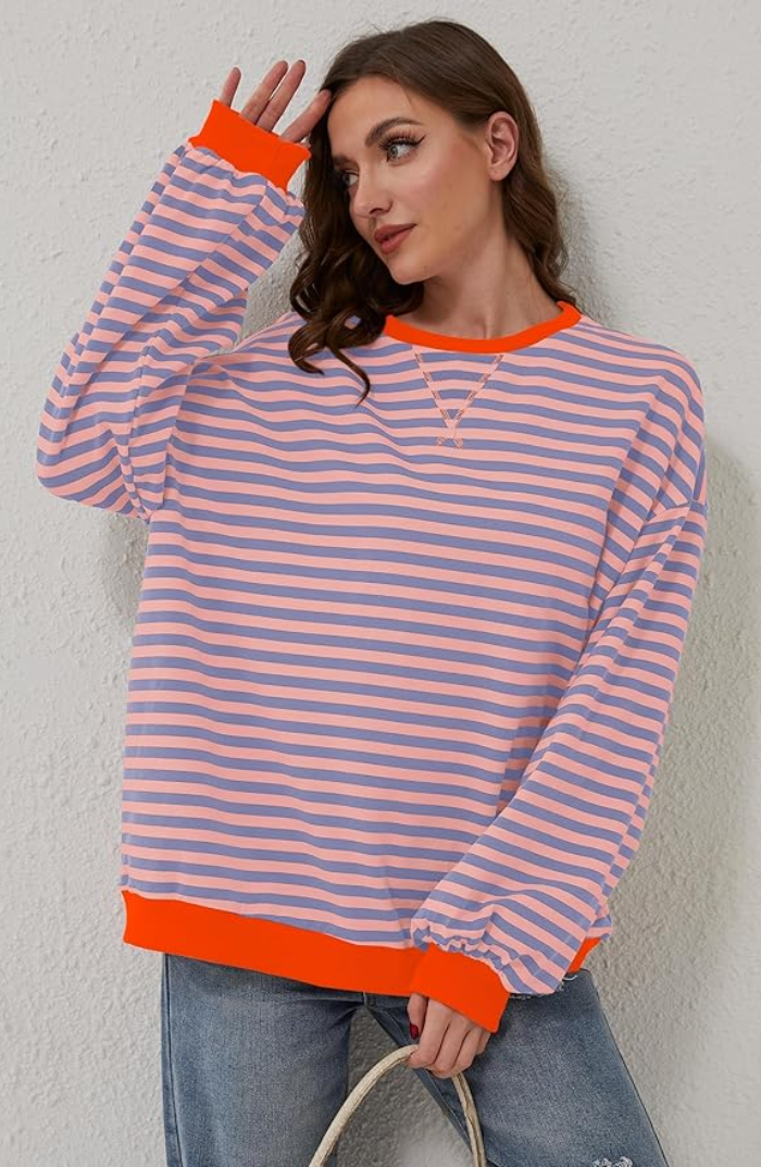 Janina – Paski oversize sweter na wyrazisty jesienny styl