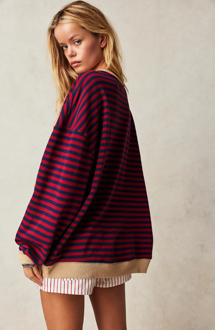 Janina – Paski oversize sweter na wyrazisty jesienny styl