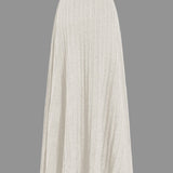 Gerlinde | Luźna dzianinowa spódnica midi z plisowanymi fałdami i elastycznym pasem