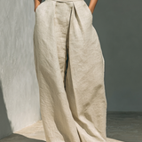 Maria - Minimalist Set in Cotton and Linen with Sleeveless Top and Wide-Leg Trousers
