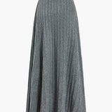 Gerlinde | Luźna dzianinowa spódnica midi z plisowanymi fałdami i elastycznym pasem