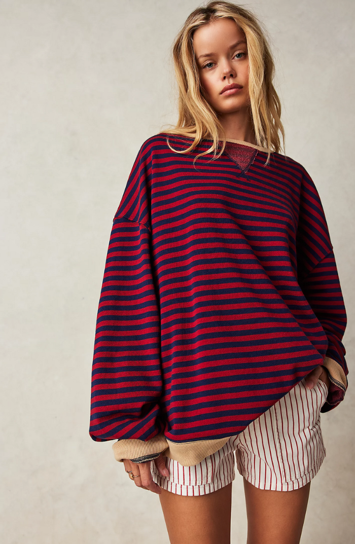 Janina – Paski oversize sweter na wyrazisty jesienny styl