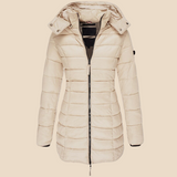 Grażyna | Damska kurtka pikowana z kapturem i dwustronnym zamkiem