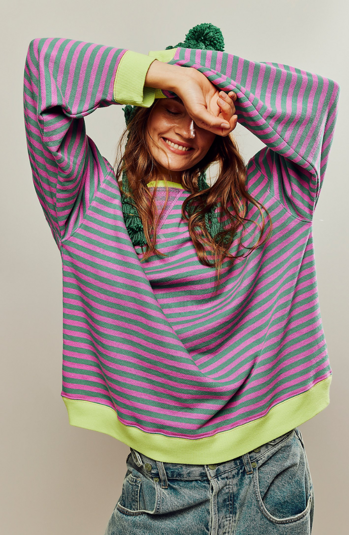 Janina – Paski oversize sweter na wyrazisty jesienny styl