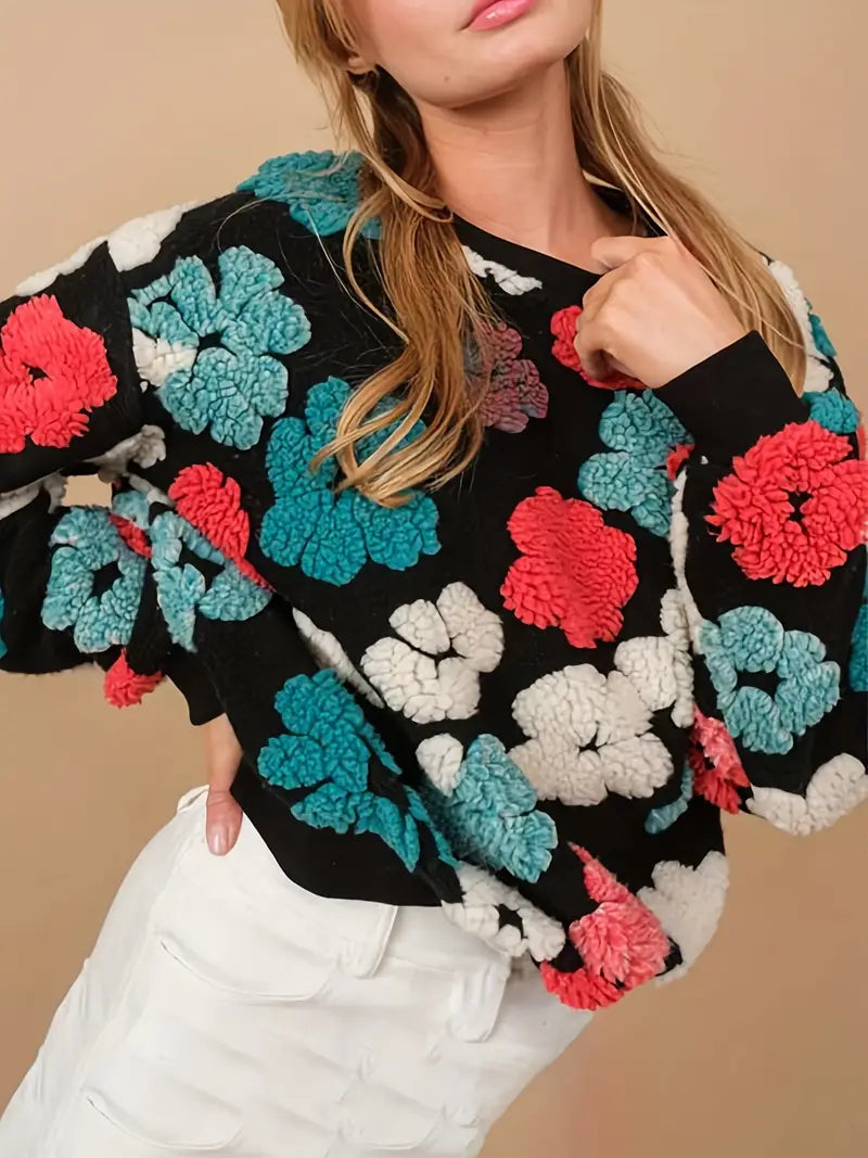 Christina™ Sweter Damski z Kwiatowym Wzorem