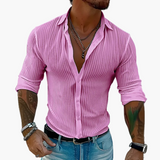 Brent | Męska nowoczesna koszula w paski z kołnierzykiem i długim rękawem – Elegancki strój na co dzień i na imprezy