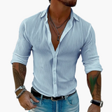 Brent | Męska nowoczesna koszula w paski z kołnierzykiem i długim rękawem – Elegancki strój na co dzień i na imprezy