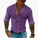 Brent | Męska nowoczesna koszula w paski z kołnierzykiem i długim rękawem – Elegancki strój na co dzień i na imprezy