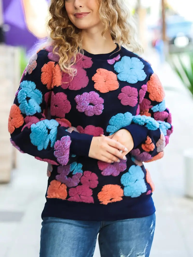 Christina™ Sweter Damski z Kwiatowym Wzorem