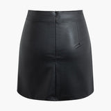Selene | Nowoczesna Mini Spódnica z Ekoskóry z Boczny Zamek i Asymetrycznym Rozcięciem