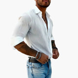 Brent | Męska nowoczesna koszula w paski z kołnierzykiem i długim rękawem – Elegancki strój na co dzień i na imprezy