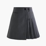 Mila | Spódnica plisowana w wełnianym wyglądzie z wysokim stanem i detalami guzików