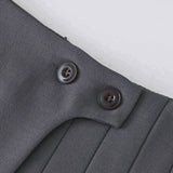 Mila | Spódnica plisowana w wełnianym wyglądzie z wysokim stanem i detalami guzików