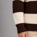 Robert | Męski sweter polo w paski z żebrowanym wykończeniem