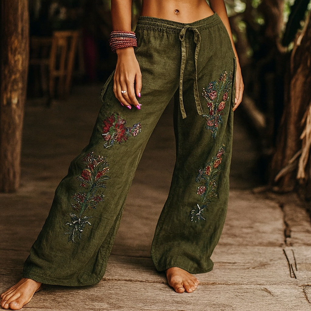 Gabriela | Eleganckie Boho Spodnie Letnie – Zwiewne i Stylowe