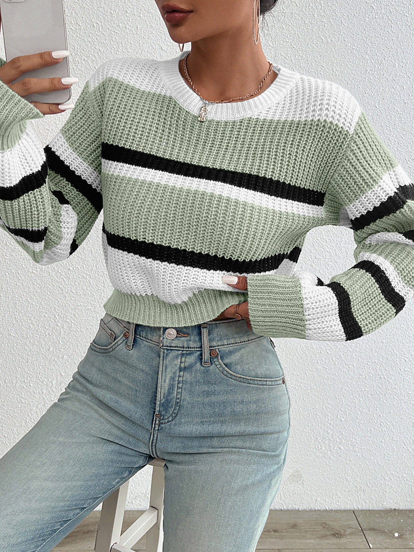 Faya™ Pasiasty Sweter Damski