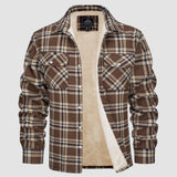 Sławomir | Męska kurtka flanelowa w kratę z ociepleniem Sherpa-Fleece