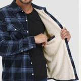 Sławomir | Męska kurtka flanelowa w kratę z ociepleniem Sherpa-Fleece