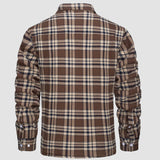 Sławomir | Męska kurtka flanelowa w kratę z ociepleniem Sherpa-Fleece