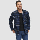 Sławomir | Męska kurtka flanelowa w kratę z ociepleniem Sherpa-Fleece