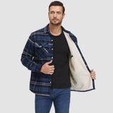 Sławomir | Męska kurtka flanelowa w kratę z ociepleniem Sherpa-Fleece