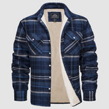 Sławomir | Męska kurtka flanelowa w kratę z ociepleniem Sherpa-Fleece