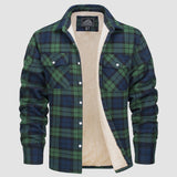 Sławomir | Męska kurtka flanelowa w kratę z ociepleniem Sherpa-Fleece