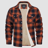 Sławomir | Męska kurtka flanelowa w kratę z ociepleniem Sherpa-Fleece