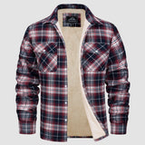 Sławomir | Męska kurtka flanelowa w kratę z ociepleniem Sherpa-Fleece