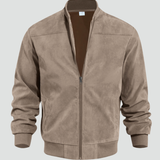 Arkadiusz | Męska kurtka bomber z imitacji zamszu o kroju slim fit
