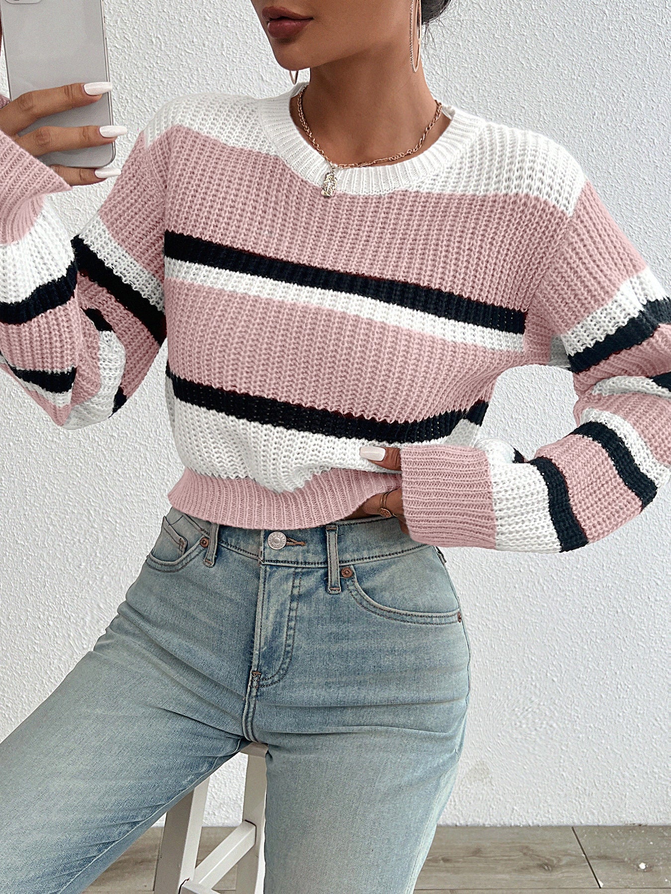 Faya™ Pasiasty Sweter Damski