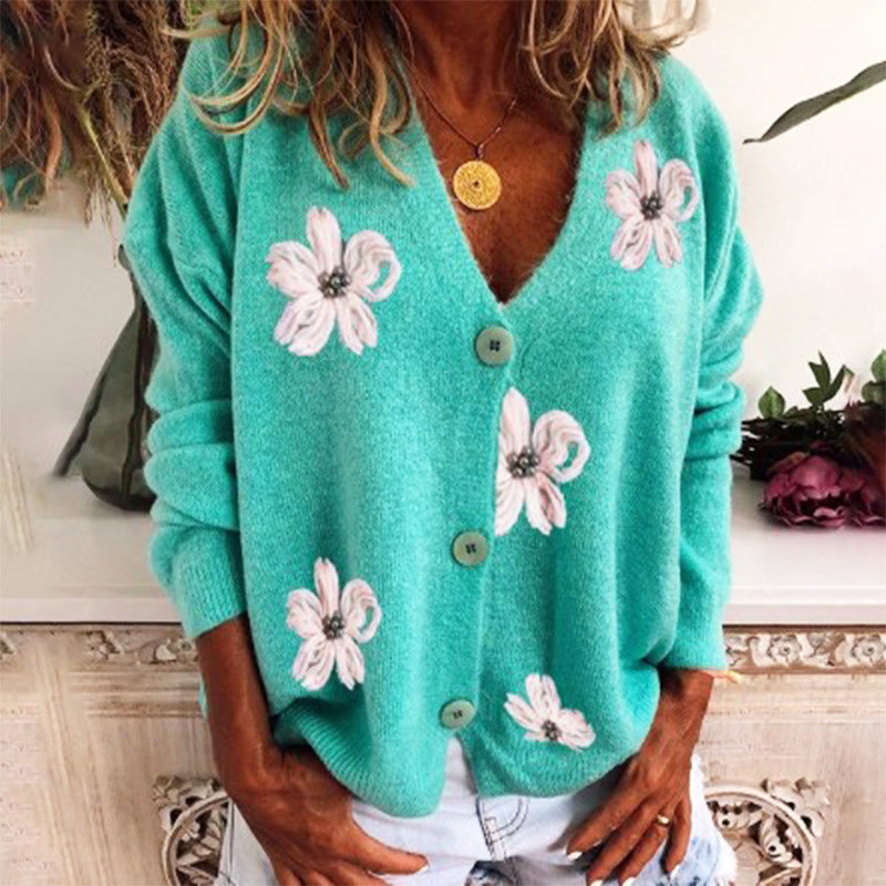 Sweter z Kwiatami | Luźny Design | Wygodny i Wesoły