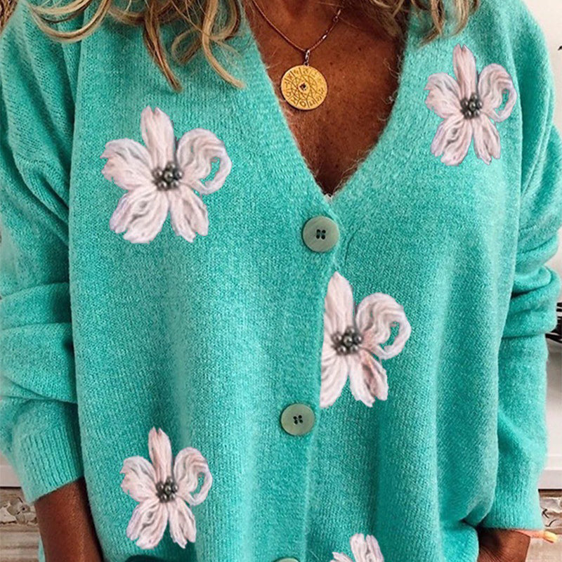 Sweter z Kwiatami | Luźny Design | Wygodny i Wesoły