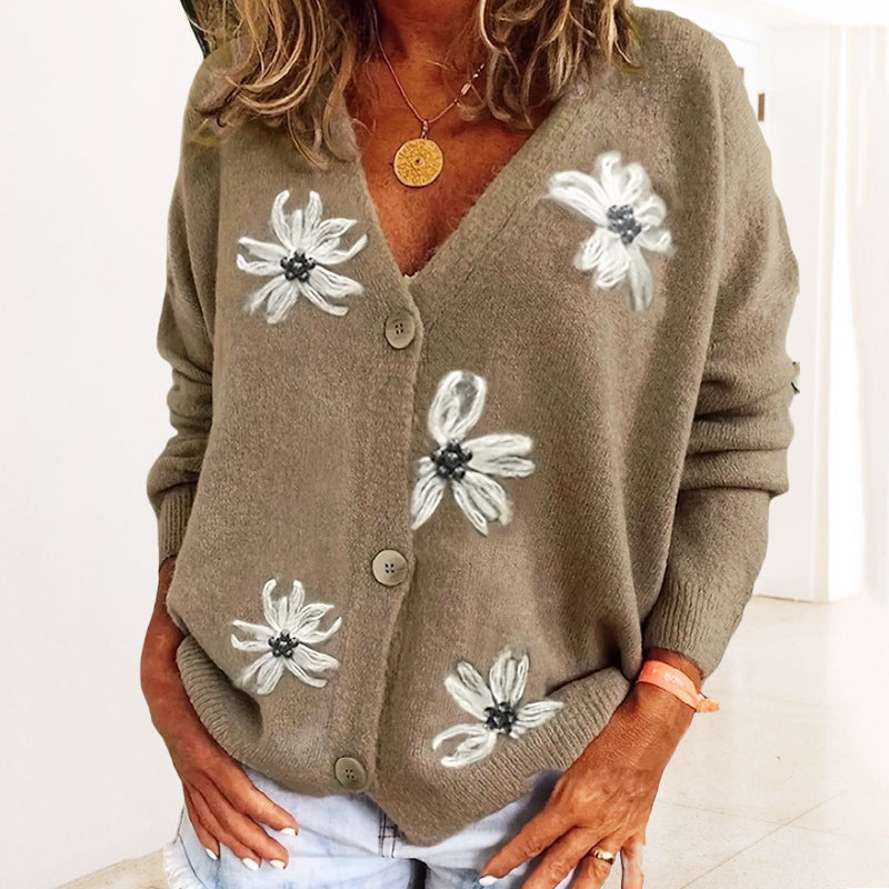 Sweter z Kwiatami | Luźny Design | Wygodny i Wesoły