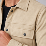 Szymon | Męska koszula overshirt z imitacji zamszu o dopasowanym kroju