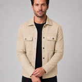 Szymon | Męska koszula overshirt z imitacji zamszu o dopasowanym kroju