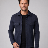 Szymon | Męska koszula overshirt z imitacji zamszu o dopasowanym kroju