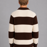Robert | Męski sweter polo w paski z żebrowanym wykończeniem