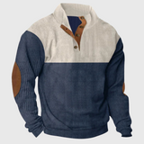 Oskar | Męski pullover ze stójką i łatami na łokciach