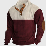 Oskar | Męski pullover ze stójką i łatami na łokciach