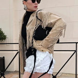 Rozalia | Kurtka z frędzlami z imitacji zamszu w stylu boho