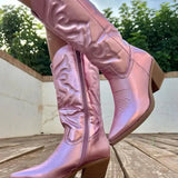 Genewa | Eleganckie Kowbojskie Botki z Metalu