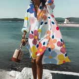 Natalia | Letnia sukienka oversize z geometrycznym wzorem i dekoltem V